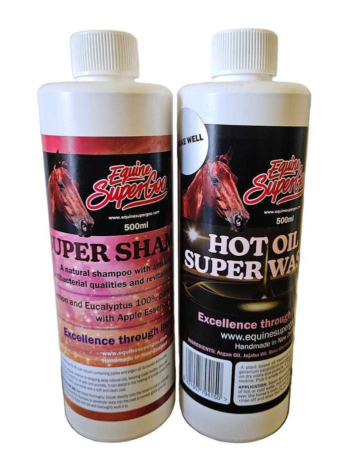 Equine Super Goo Combo Deal - Super Shine Shampoo 500ml & Hot Oil Super Wash 500ml